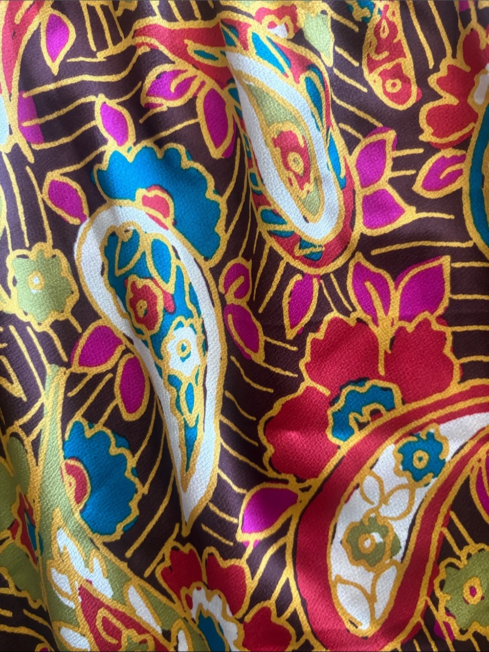 NWT Entro Paisley Puff Sleeve Blouse Top Multicolor Boho Medium - Picture 5 of 6